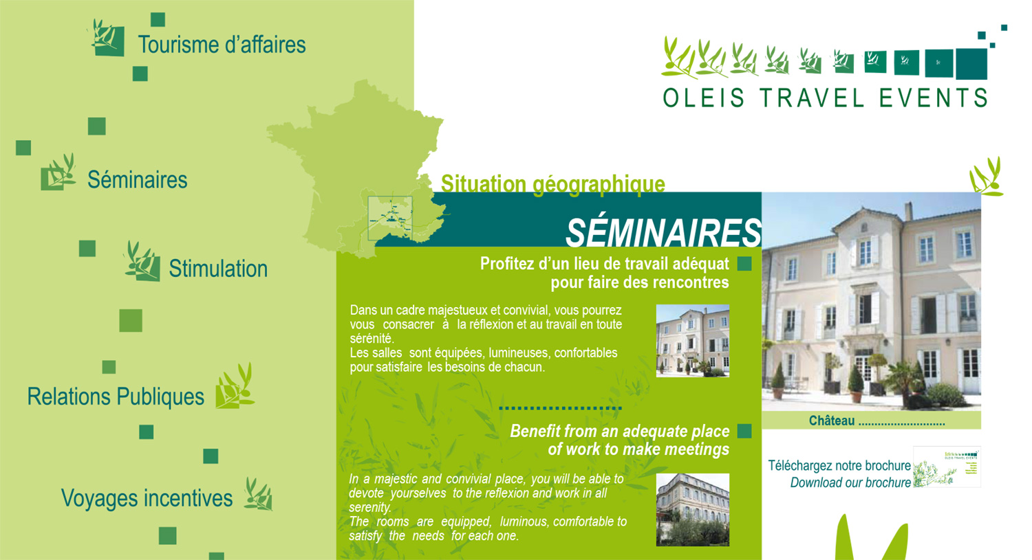 Création Site web Oleis Travel Events - Agence de tourisme d'affaires - Saint-Rémy de Provence