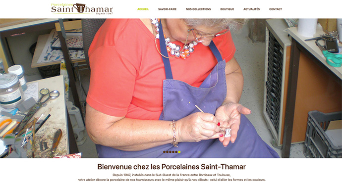 Création site web Porcelaines Saint-Thamar - Porcelaines décorées et incrustation d'or fin - Barbaste