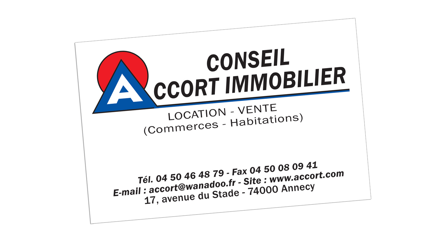 Cartes de visite Conseil Accort Immobilier - Annecy